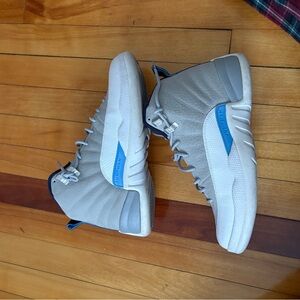 Jordan Gray and Blue High-Top Sneakers